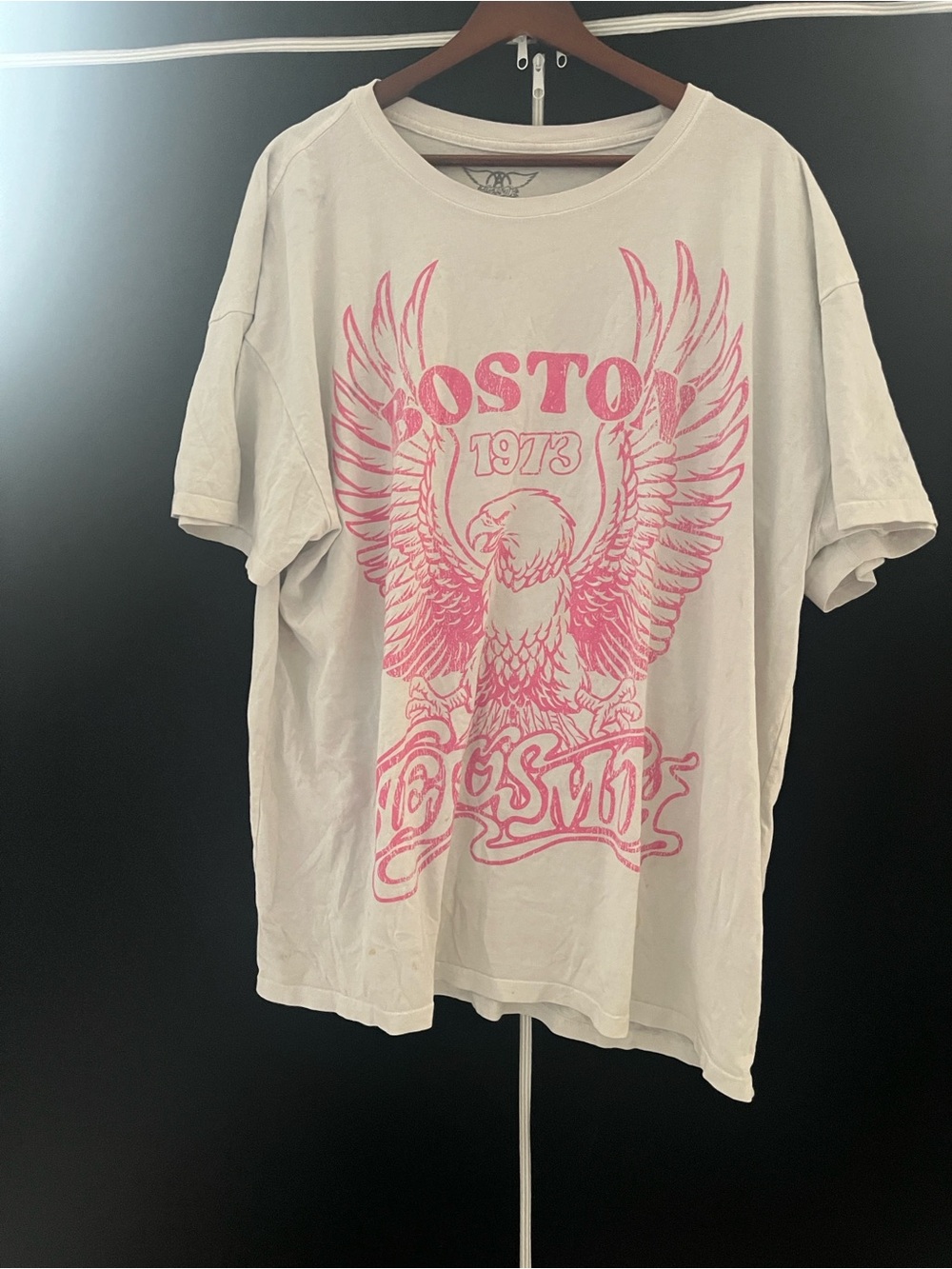 Graphic Eagle Tee - White with Pink Print
